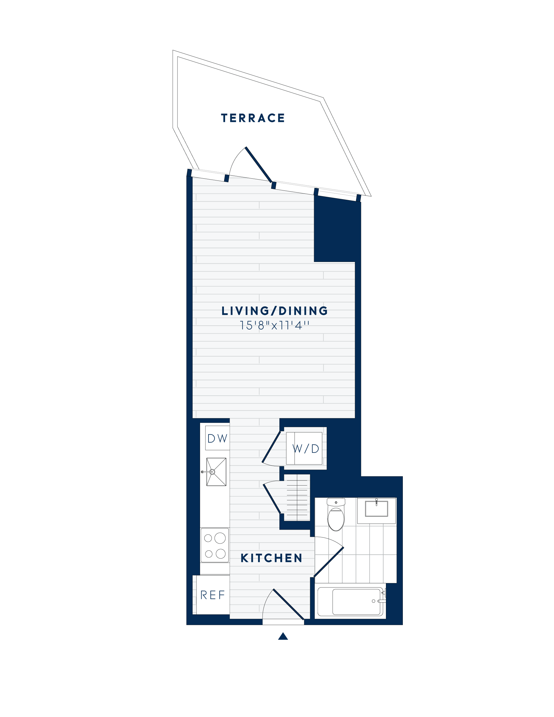 Floor plan for studio, 1 bath, 397 sqft