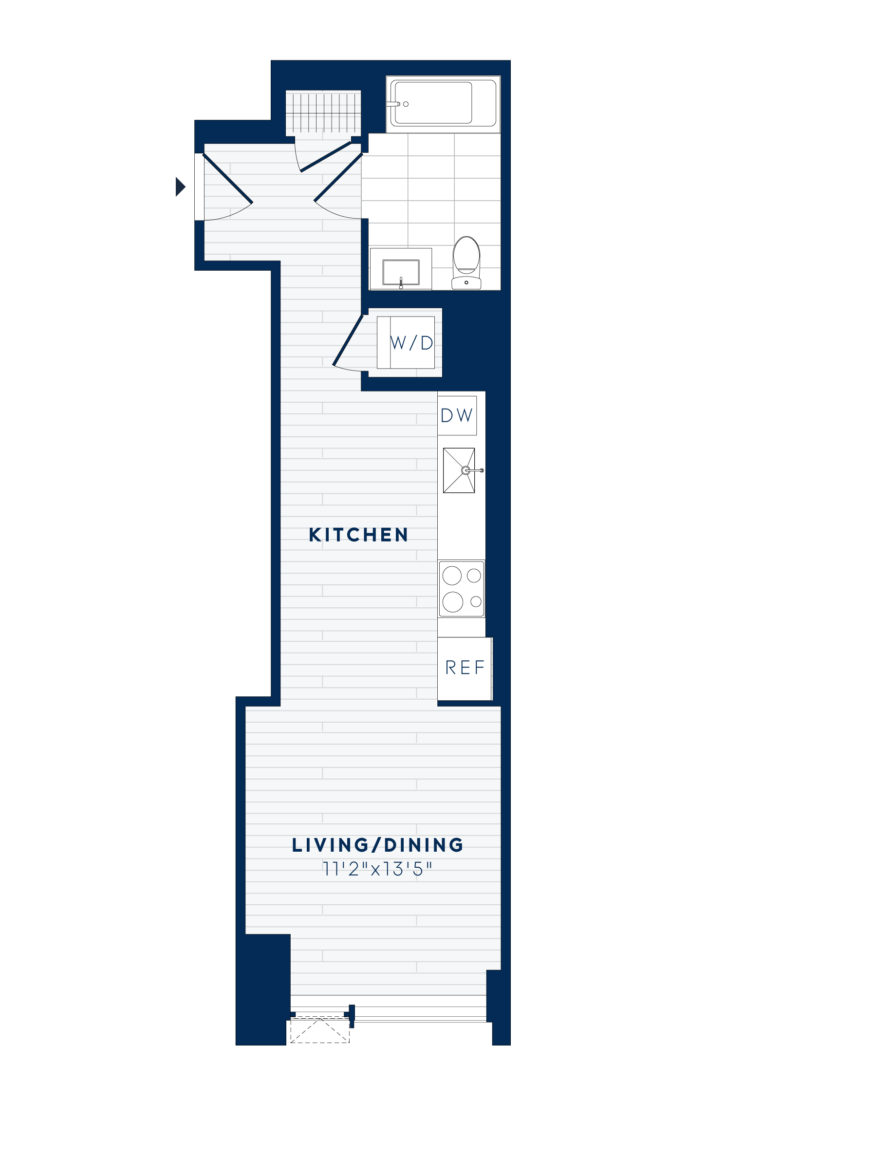 Floor plan for studio, 1 bath, 471 sqft