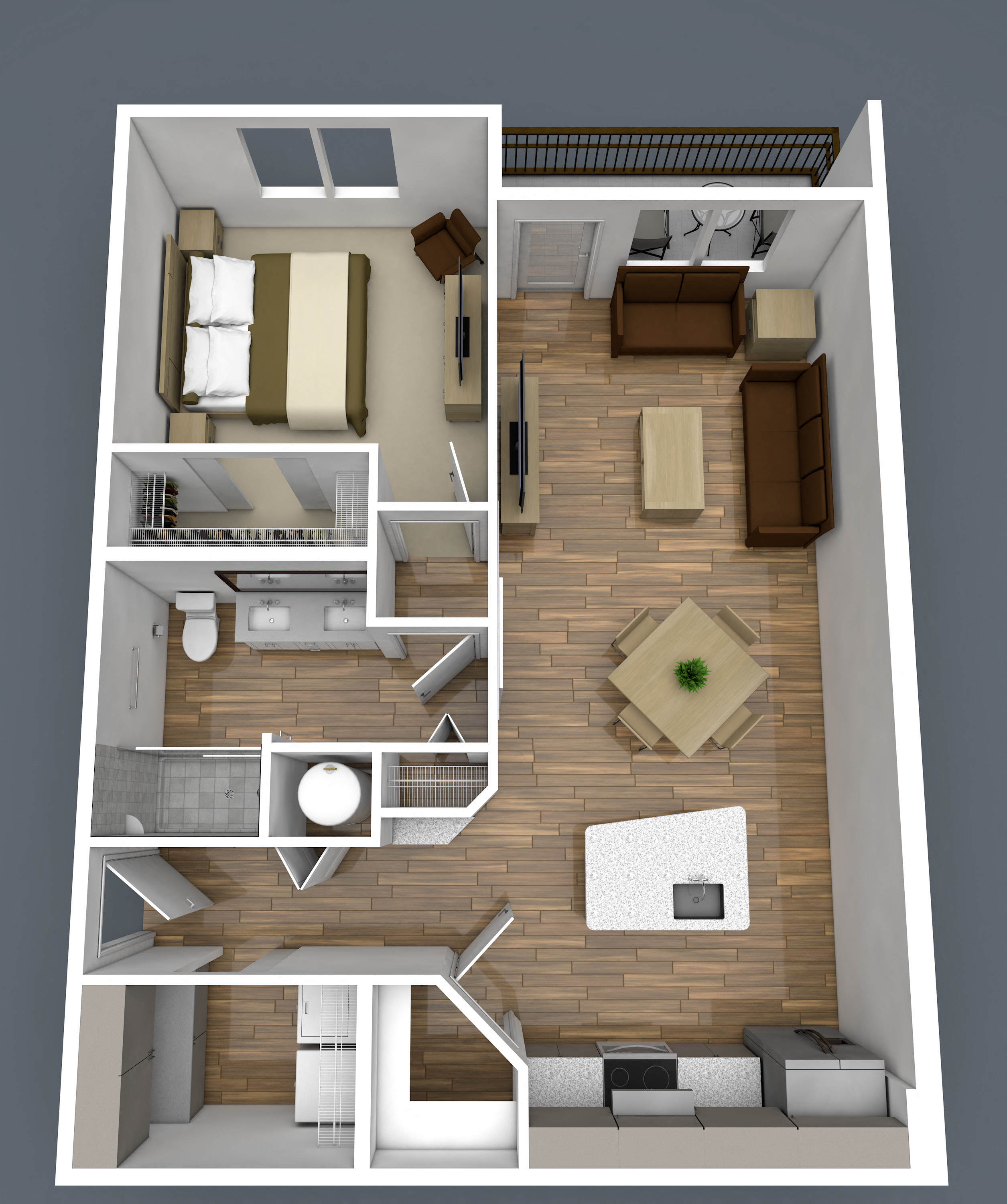 Floor plan for 1 bed, 1 bath, 823 sqft