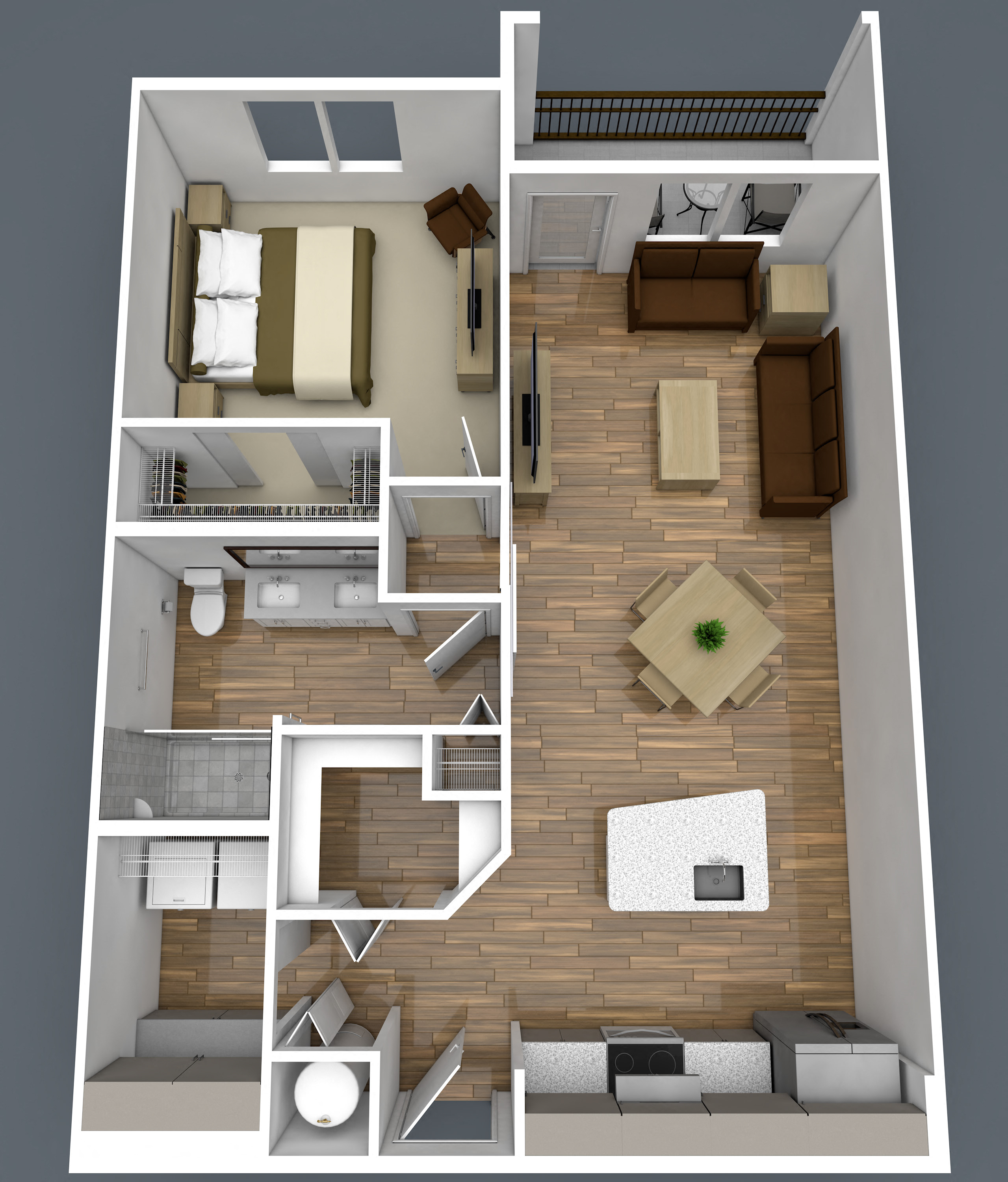 Floor plan for 1 bed, 1 bath, 824 sqft