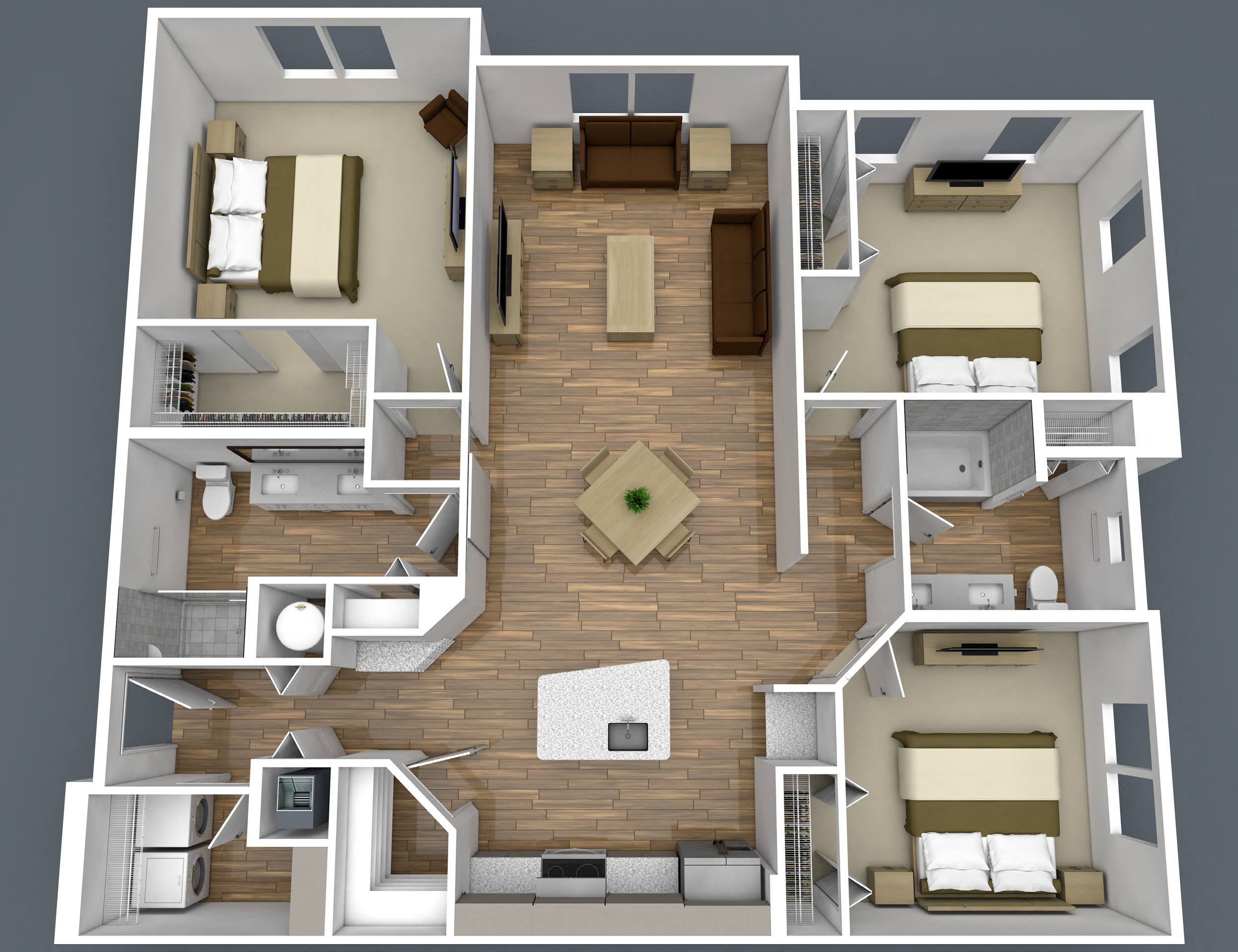 Floor plan for 3 beds, 2 baths, 1472 sqft