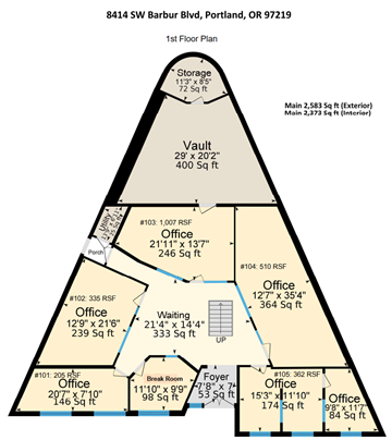 Portland apartment for rent - a floor plan of a pyramid shaped office building with different levels of office space