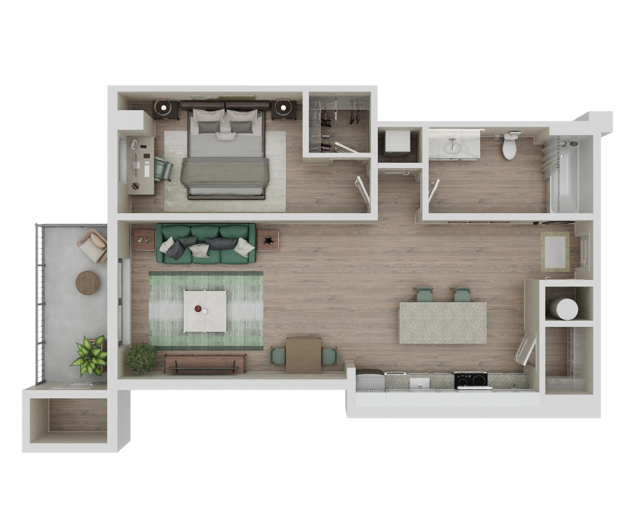 Floor plan for 1 bed, 1 bath, 815 sqft