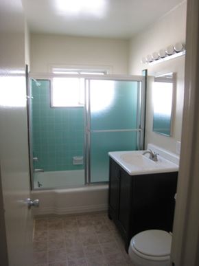 Valley Village apartment for rent - a bathroom with a sink toilet and a shower