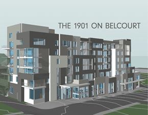 Nashville apartment for rent - A modern building complex called The 1901 on Belcourt is depicted in the image.
