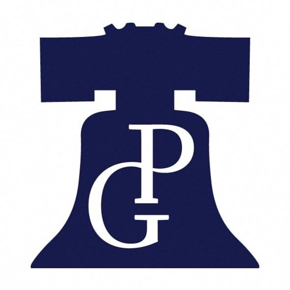 Philadelphia apartment for rent - A dark blue bell with the letters P and G on it.