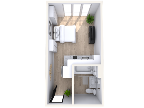 Floor plan for studio, 277 sqft