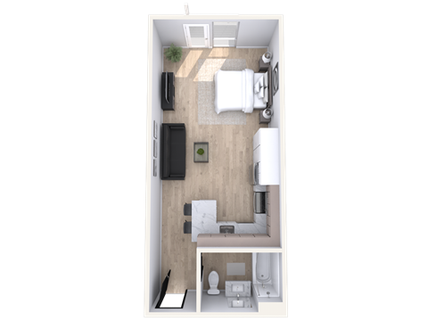 Floor plan for studio, 1 bath, 440 sqft