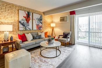 Decorated living room with natural light