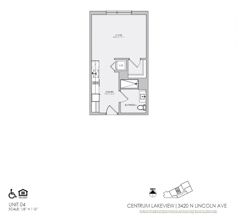 Floor plan for studio, 1 bath, 440 sqft