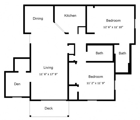 Floor plan for 2 beds, 2 baths, 920 sqft