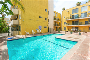 Los Angeles apartment for rent - a swimming pool in front of an apartment building