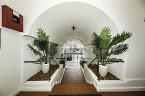 San Francisco apartment for rent - A long hallway with plants on either side.