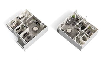 Brandon apartment for rent - two floor plans of a house with a living room and a dining room