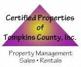 Ithaca apartment for rent - A logo for Certified Properties of Tompkins County, Inc. that includes property management, sales, and rentals.