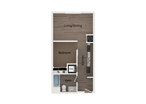 Floor plan for studio, 1 bath, 495 sqft