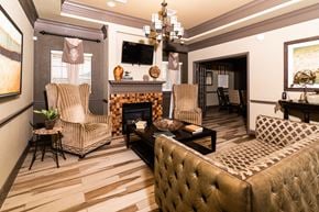 Crockett apartment for rent - A living room with a fireplace and a couch.