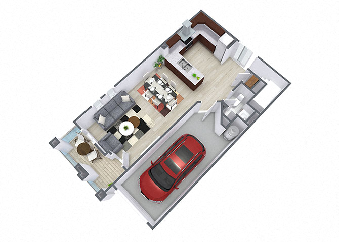 Floor plan for 3 beds, 2.5 baths, 1415 sqft