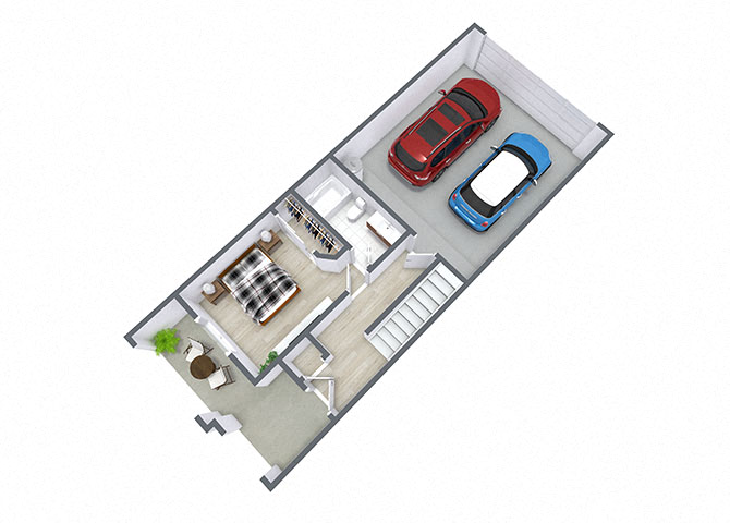 Floor plan for 2 beds, 2 baths, 1017 sqft