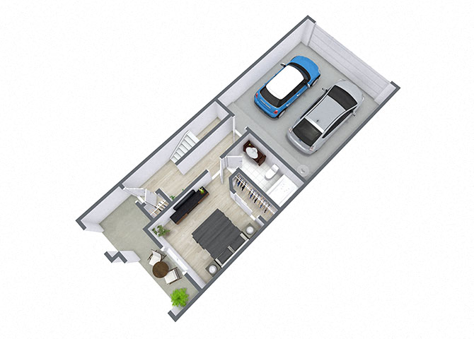 Floor plan for 3 beds, 2 baths, 1161 sqft