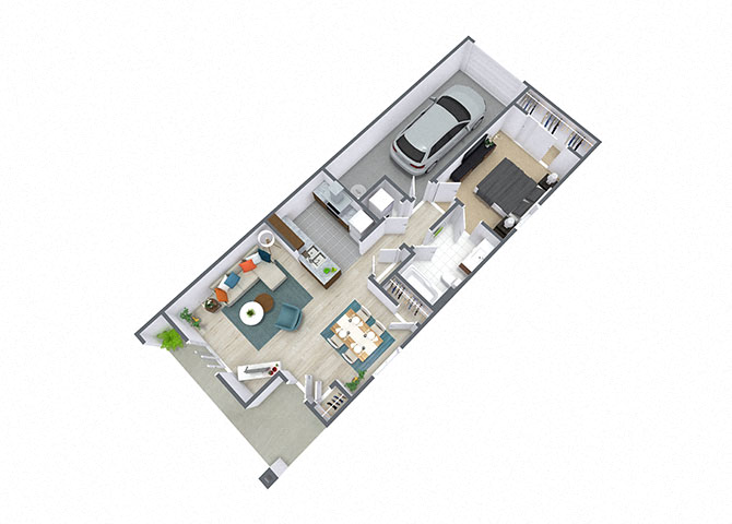 Floor plan for 1 bed, 1 bath, 772 sqft