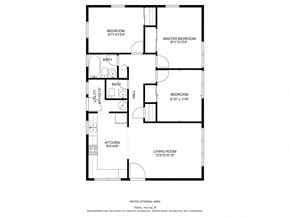 Jacksonville house for rent - A floor plan of a house with two bedrooms, a living room, a kitchen, and a bathroom.