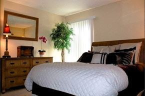 Reno apartment for rent - a bedroom with a bed and a dresser