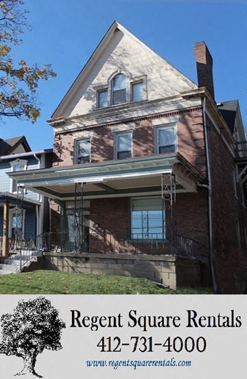 Pittsburgh apartment for rent - A house with Regent Square Rentals written on it.