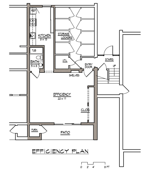 Floor plan for studio, 1 bath, 763 sqft