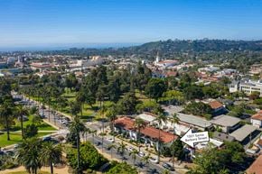 Santa Barbara apartment for rent - A street view of a residential area with a sign that reads "1501 Santa Barbara Street".