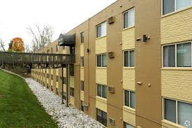 Cincinnati apartment for rent - a row of apartment buildings with a bridge