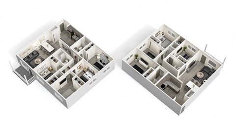 Floor plan for 4 beds, 2 baths, 1184 sqft