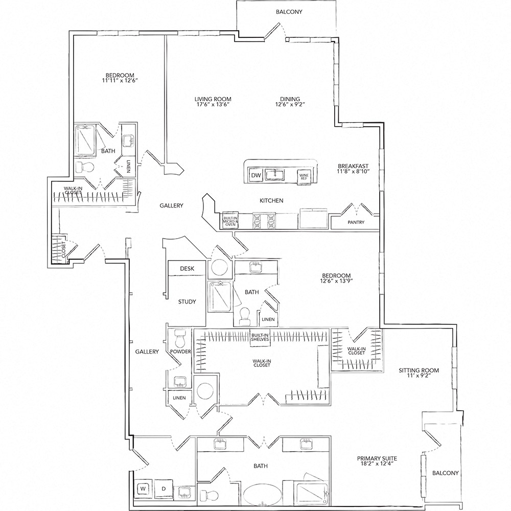 Floor plan for 3 beds, 3 baths, 2730 sqft