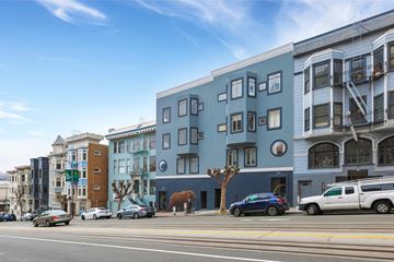 San Francisco apartment for rent - A street view of a city with cars, buildings, and a blue sky.