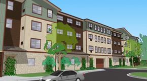 River Falls apartment for rent - A car is parked on the street in front of a building.