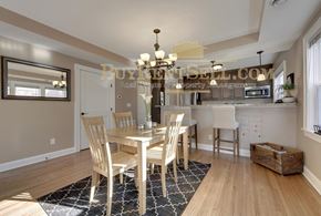 Minneapolis apartment for rent - a kitchen and dining room with a table and chairs