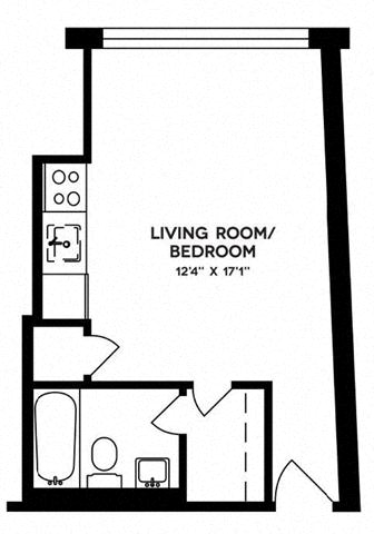 Floor plan for studio, 1 bath, 285 sqft