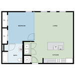 Floor plan for 1 bed, 1 bath, 819 sqft