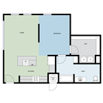 Floor plan for studio, 1 bath, 753 sqft