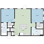 Floor plan for 2 beds, 2 baths, 1011 sqft