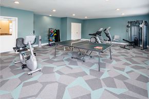 Elsmere apartment for rent - a gym with a ping pong table and exercise equipment