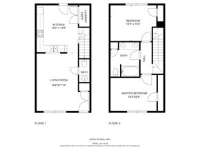 Jacksonville house for rent - A floor plan of a two-story home with a living room, two bedrooms, a bathroom, and a laundry room.