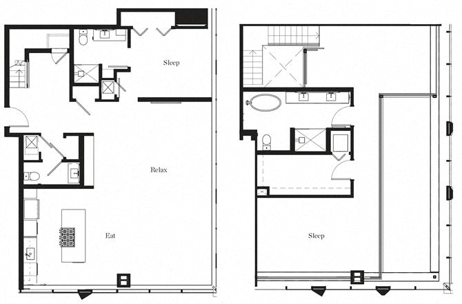Floor plan for 2 beds, 2.5 baths, 2359 sqft