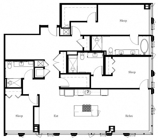 Floor plan for 3 beds, 3 baths, 2110 sqft