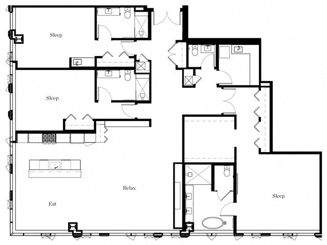 Floor plan for 3 beds, 3.5 baths, 2962 sqft