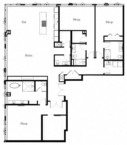 Floor plan for 3 beds, 3.5 baths, 3082 sqft