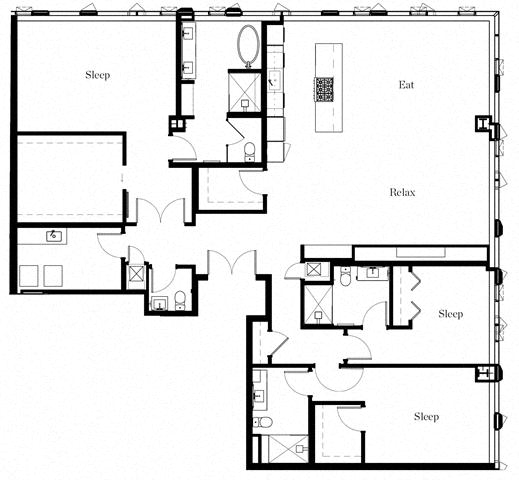 Floor plan for 3 beds, 3.5 baths, 2801 sqft
