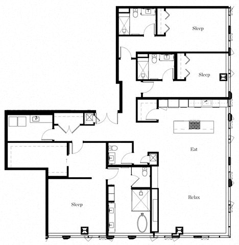 Floor plan for 3 beds, 3.5 baths, 2813 sqft