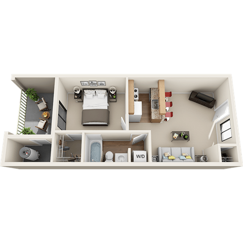 Floor plan for 1 bed, 1 bath, 550 sqft