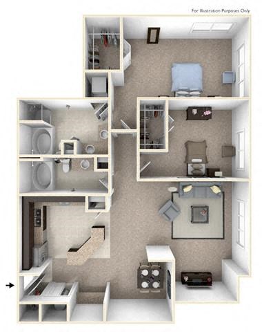 Floor plan for 2 beds, 2 baths, 1420 sqft